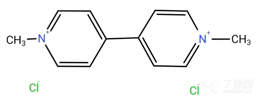 注图2:百草枯的化学结构,具有盐的性质,完全溶于水.